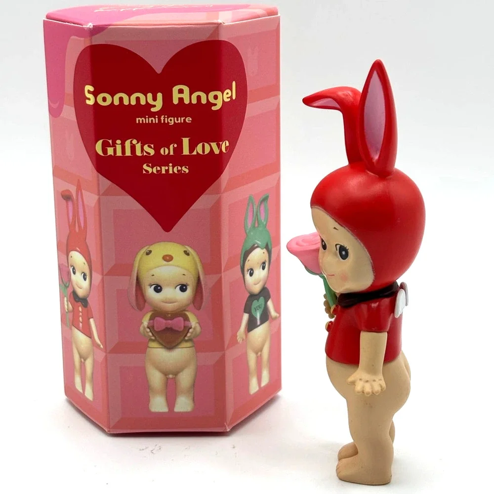 New Kawaii Cupid Angel Mini Figures in Red Rabbit Costume Rose, Cute Toy, Gift